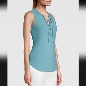 COPY - WHBM NWT SL MJ Lace Up Tank  Mykonos Blue  XS